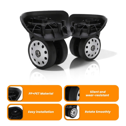 2 Pack Perforated 360 Degree Swivel Luggage Wheels Casters For Suitcases And Travel Trolleys Replacement Spinner Wheels Black