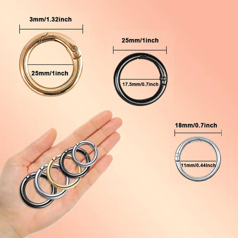 27 Piece Round Carabiner Clips Kit With Zinc Alloy Hooks For Keychains Bags Purses And DIY Projects Includes 3 Colors In 5 Sizes Go To Clips For Everyday Use, assorted round clips