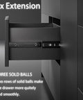 16 Inch Full Extension Drawer Slides With Side Mount Metal Ball Bearings, Heavy Duty 100 LB Load, Screws Included, Durable Cold Rolled Steel Rails For Cabinets Wardrobes And Kitchen Drawers, 1 Pair side view installed in cabinet