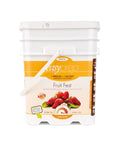 Fruit Fest Freeze Dried Fruit Variety Kit For Emergency Food Storage in a white bucket with handle, labeled for easy prep.