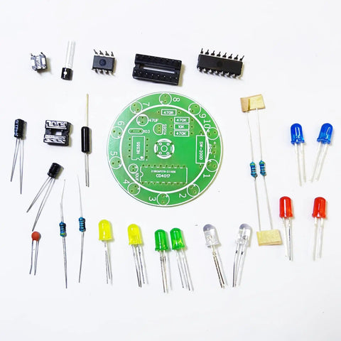 DIY Soldering Practice Kit For Electronics Learners, Training Board With NE555 And CD4017 LED Spin Wheel components
