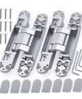2 Pack Hidden Door Hinges With Adjustable Cross Style For Outward Opening Wooden Doors Concealed Mount Easy Install Durable Hardware, screws and tools included