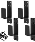 Heavy Duty Door Barricade Brackets Set Of 4 For Home Security Rugged 4mm Carbon Steel Door Bar Holders With Easy Install And Countersunk Holes Matte Black, showing brackets and included screws.