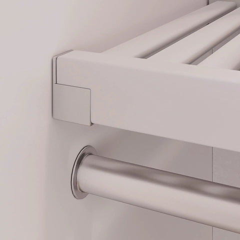 Built Tough Wood Closet Organizer Rack Featuring Four Smooth Glide Drawers Adjustable Hanging Rods And Deep Storage Shelves Wall Mounted Reach In Wardrobe White Finish
