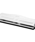 Heavy Duty 3 Hole Punch For Binders, Adjustable 10 Sheet Metal Three Hole Punch With Built In Waste Tray, Rubber Base, White Finish