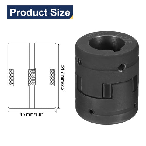 2 Pack L-Jaw Coupling Set Three Quarter Inch To One Inch Flexible Three Piece Coupler With Buna N NBR Rubber Spider For Log Splitter Hybrid Equipment In Industrial Applications, 45 mm size