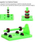 Hands-on Magnetism & Electricity STEM Kit, magnetic levitation experiment featuring green platform and magnetic rings.