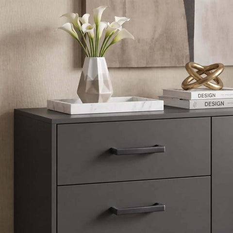 10 Pack Heavy Duty Matte Black Cabinet Pulls Rock Solid Zinc Alloy Drawer Handles For Kitchen Cabinetry Bedroom Furniture And Bathroom Vanity Slick Modern Hardware That Looks Dang Good on sleek dark cabinet with decor.
