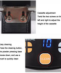 Cassette adjustment and cleaning button on Auto Filling Electric Coffee Tamper 58 Mm Espresso Press Tool with pressure display.