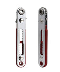 Heavy Duty Chrome Vanadium Steel Workhorse Mini Ratchet Wrench Kit Featuring Bidirectional Quarter Inch Square Drive Hex Socket Adapter And Quick Change Bits Shop Ready showing tool head and grip.