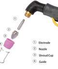 0.030 Inch Plasma Cutter Tip Nozzles Consumables Kit 50 Pack For CUT60 CUT60SP CUT50DP CUT50PI LGK60 LTP 5000 And More 60 Series Machines Pro Grade Long Life Electrodes For Clean, Smooth Cuts exploded view.