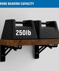 Built To Survive Anything These Hella Tough 8 Inch Folding Shelf Brackets support 250lb with a wooden shelf, ideal for garages or kitchens.