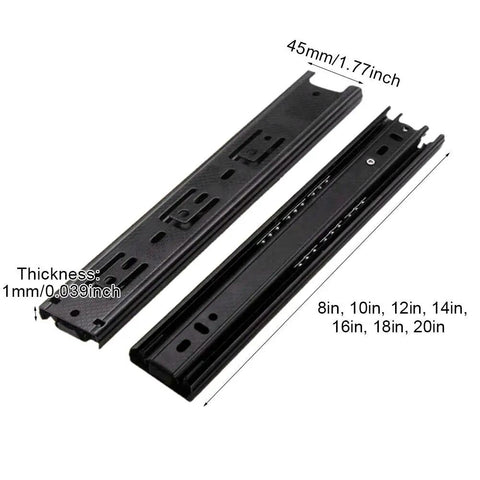 One Pair Ball Bearing Drawer Slides With Full Extension Three Fold Soft Close Rails for Dresser Cabinet Kitchen, sizes 8-20 inch