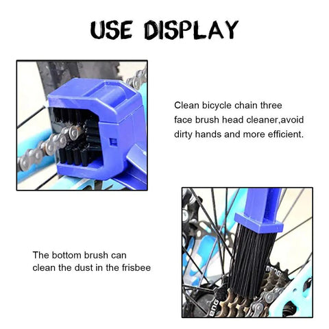 All In One Chain Cleaner Tool Set For Motorcycle And Bicycle Maintenance Quick And Mess Free Kit with 3 Sided Brush Heads