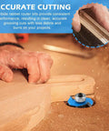 Pro Grade Carbide Rabbet Router Bit Set With Four T-Slot Bits And Six Bearing Heads in action creating precise grooves in wood
