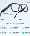 All Day Comfy Smart Glasses With Built In Mic And Speakers Blue Light Blocking Lenses Wireless Headphones For Office And Travel Voice Control Unisex Design