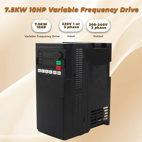 7.5KW 10HP Variable Frequency Drive VFD 220V To 208-240V 3-Phase Converter with easy-to-use interface and cooling system