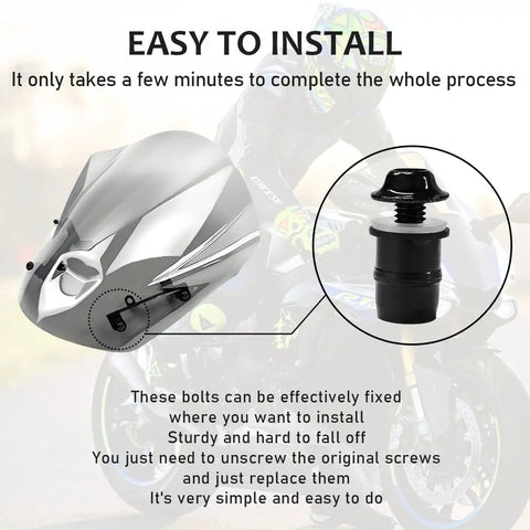 10 Piece Motorcycle Windshield Bolt Screw Kit Aluminum Alloy Mounting Screws Nuts Universal Fit for Motorcycle Fairings
