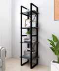 Four Tier Gray Bookcase Made From Engineered Wood Built To Last Heavy Duty Shelving Unit With Four Large Shelves Industrial Style
