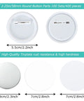 YAYODS 58mm round button parts set for button maker, 400-piece kit with blank backs, metal shells, film & paper.