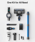 Components of 8 In 1 Cordless Stick Vacuum With 3 Suction Modes, Up To 45 Minutes Runtime, Self Standing And Rechargeable shown.