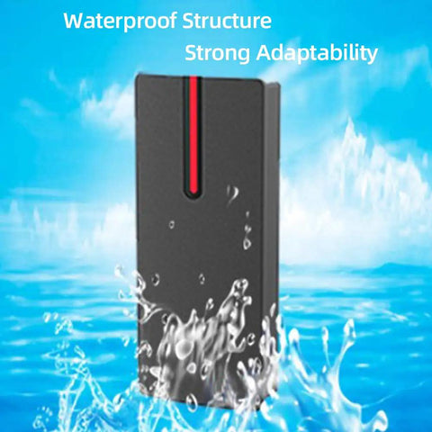 Read-Only Wiegand 26/34 Proximity Card Reader 125KHz waterproof IP68 outdoor, in water highlighting weather resistance.