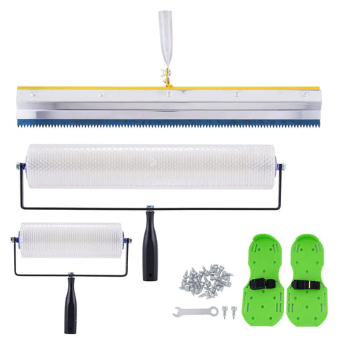 Self Leveling Tool Kit For Concrete Floors With Spike Roller And Spike Shoes, 20mm Needle Length, 30x14cm Spike Shoes, components view