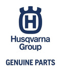 Logo of Husqvarna Group promoting Genuine Parts for heavy duty replacement chainsaw bar nuts.