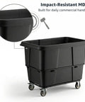 Real Deal 20 Cubic Foot Heavy Duty Trash Cube Truck With 1200 Pound Capacity, Black Rolling Laundry Cart And Construction Waste Hauler For Warehouses And Hotels, Tough Enough Roll Away Recycle Wagon, impact-resistant MDPE material.