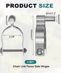 Chain Link Fence Gate Hinge Set 2 Pack 304 Stainless Steel Heavy Duty Hinges Built To Last Fits 2 3/8 Inch Gates T Post Pipe Kit For Farm