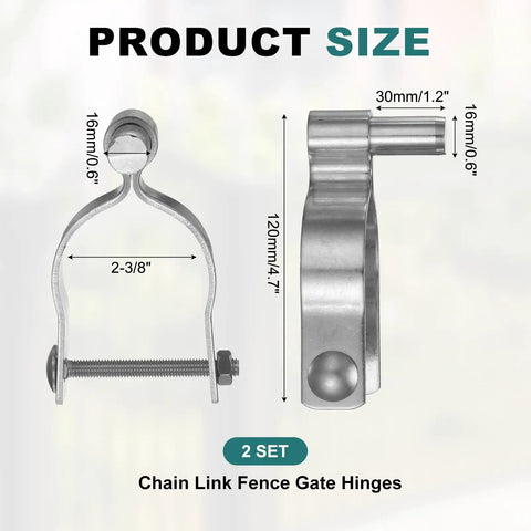 Chain Link Fence Gate Hinge Set 2 Pack 304 Stainless Steel Heavy Duty Hinges Built To Last Fits 2 3/8 Inch Gates T Post Pipe Kit For Farm