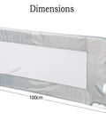 Deluxe Denim Bed Rail for Toddlers, Grey, 100 Cm Wide by 40 Cm High, Safe Bed Gate for Kids displaying dimensions.