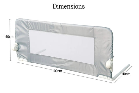 Deluxe Denim Bed Rail for Toddlers, Grey, 100 Cm Wide by 40 Cm High, Safe Bed Gate for Kids displaying dimensions.