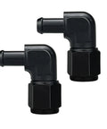 AN8 Female To Three Eighths Inch Hose Barb 90 Degree Swivel Fitting Adapter Aluminum Black Anodized 6061 T6 Pack Of 2 Heavy Duty For Automotive Fuel And Oil Lines, pair