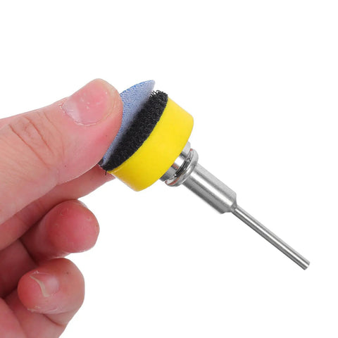 100 Pcs Sanding Disc Kit For Rotary Tool Grit Range 100 180 240 1500 3000 With Round Discs And Mini Discs For Drill Polishing And Multimaterial Finishing For DIYers And Pros. Rotary tool sanding disc with 1/8-inch shank and mixed-grit pad