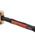 16 Inch Indestructible Brass Striking Hammer 4 Lb With Spring Steel Core Handle And Steel Locking Plates, ergonomic rubber grip