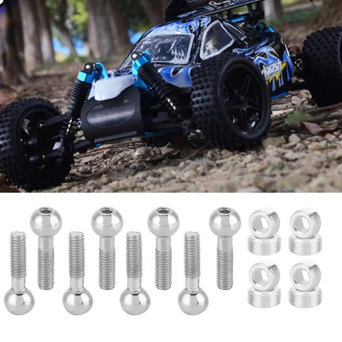 RC Ball Head Screws Metal with Hex Nuts for 1/10 Scale RC Cars Crawlers Trucks Durable Replacement Upgrade Parts Kit