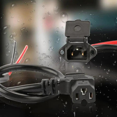 Universal Three Hole EBike Charger Socket With 12AWG Electric Vehicle Connector Plug for Electric Scooters and Battery Chargers, 45cm Lead