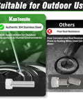 Comparison of M4x16mm Hex Socket Cap Head Screws 150 Pieces, 304 Stainless Steel, showing rust resistance for outdoor use.