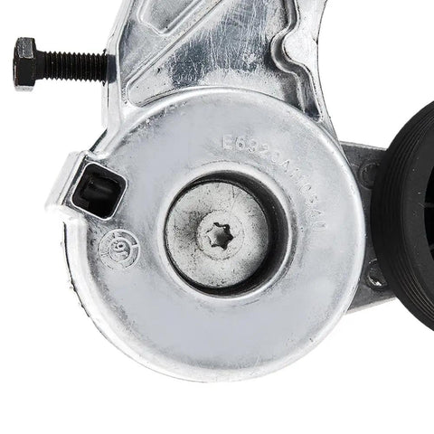 Top Tier Accessory Drive Belt Idler Pulley detail, metal housing, designed for 2004-2014 cars with 3.2L or 3.6L engines.