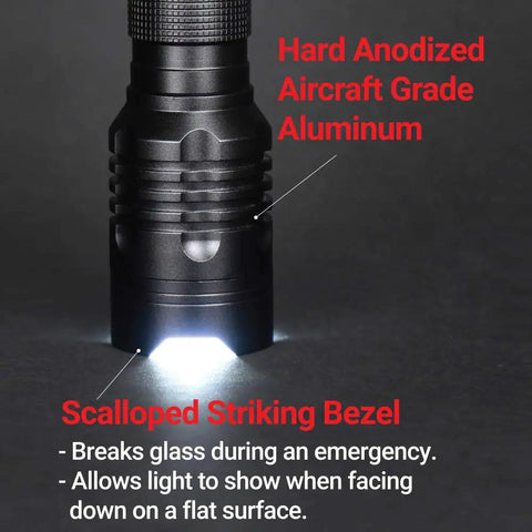 Beast Mode Bright Tactical LED Flashlight With Aluminum Alloy Body Zoomable Strike Bezel Adjustable Beam Focus