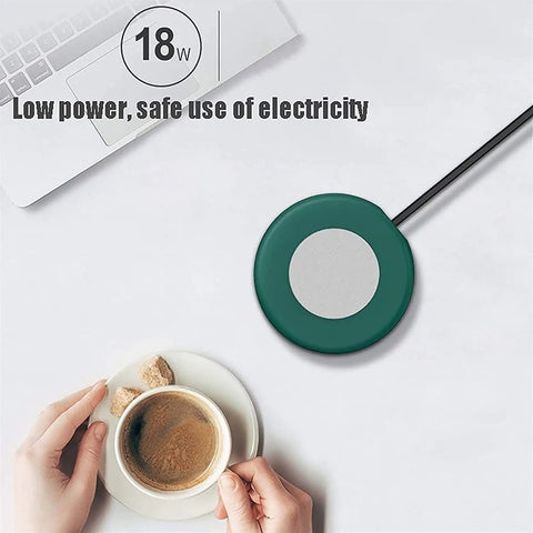 Smart Coffee Mug Warmer And Versatile Candle Warmer Pad For Desk keeps your daily brews piping hot with USB connection and green design.