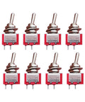 8 Pack SPST Mini Toggle Switches On Off 2 Terminal 2 Position 6A 125V 3A 250V for DIY Car Dash and Electronic Projects