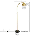 Arc Floor Lamp In Brass And Blackened Bronze For Living Room Bedroom Office And Dining Areas With Adjustable Head Two Tone Modern Pharmacy Style, dimensions shown