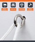 Heavy Duty Eye Hook Screws 0.75 To 1.75 Inches 250 Pcs Nickel Plated Screw Eyes For Picture Frames And DIY Pendants Christmas Tree Stand Self Tapping Eye Bolts 9 Size Set showing anti-rust properties and holding cord
