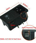 2 Pack Heavy Duty Large Current Inlet Male Power Socket 15A 250V With 7 Pin Black Housing, UL1015 14AWG Cable, copper terminals