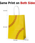 Softball Themed Paper Goodie Bags With Handles 12 Pack For Party Favors Treat Bags Game Day Decor Two Sided Softball Print