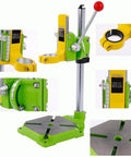 Heavy Duty Mini Bench Drill Press Electric Drill Stand with adjustable height, anti-slip handle, and 90-degree chuck for precision projects.