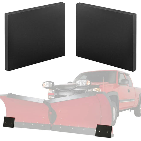 2 Pack Heavy Duty Snow Plow Wing Extension Set Rubber Plow Blades 10 X 12 X 1 Inches SBR with red truck plow