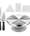 Heavy Duty Aluminum Cake Turntable With Anti Slip Surface Ohuhu 12 Inch Rotating Decorating Stand with spatulas and comb smoothers